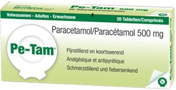 Pe-Tam 500mg 20 Comprimés | Maux de tête - Douleurs diverses