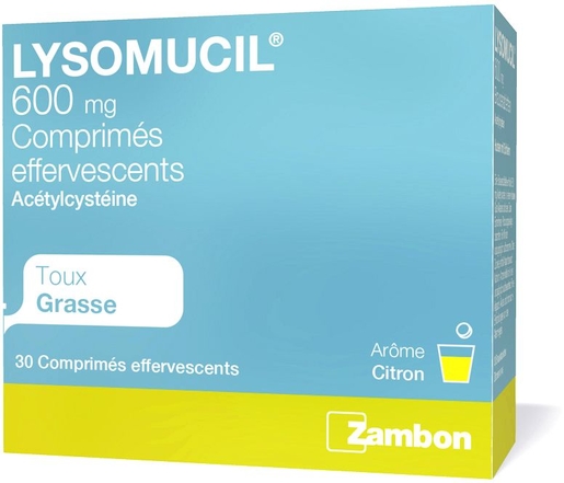 Lysomucil 600mg 30 Comprimés Effervescents | Toux grasse