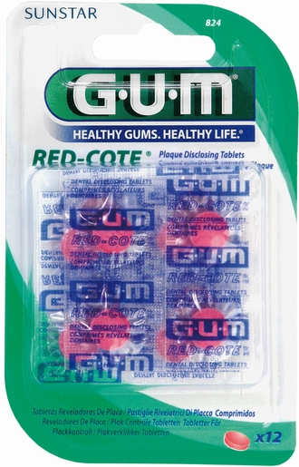 GUM Red-Cote 12 Comprimés Révélateurs de Plaque | Dentifrice - Hygiène dentaire