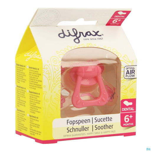 Difrax Sucette Silicone Dental+anneau Girl +6m 800 | Sucettes