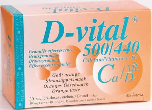 D-Vital 500/440 Orange 30 Sachets | Calcium - Vitamines D