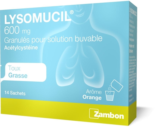Lysomucil 600mg 14 Sachets de Granulés | Toux grasse
