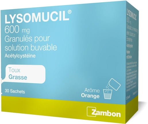 Lysomucil 600mg 30 Sachets de Granulés | Toux grasse