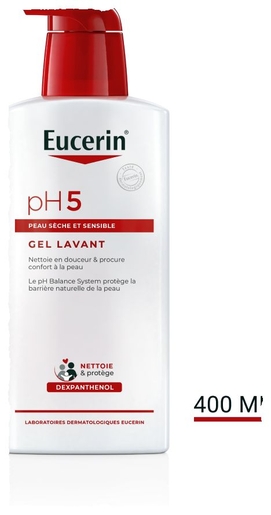 Eucerin pH5 Gel Lavant Peau Sèche et Sensible avec pompe Visage et Corps 400ml | Bain - Douche