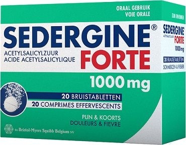 Sedergine Forte 20 Comprimés Effervescents x 1g | Maux de tête - Douleurs diverses