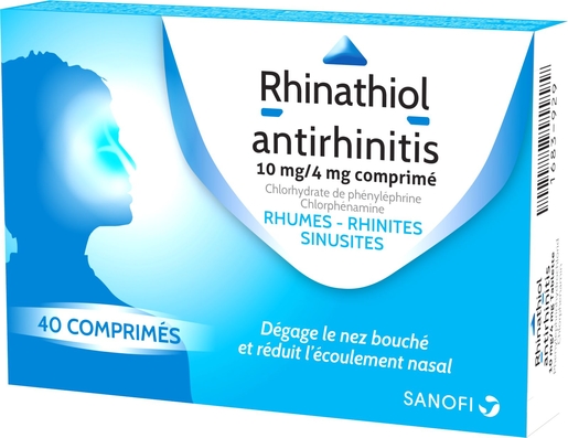 Rhinathiol Antirhinitis 40 Comprimés | Nez bouché - Décongestionnant