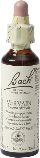 Bach Flower Remedie 31 Vervain 20ml | Souci excessif du bien-être d'autrui