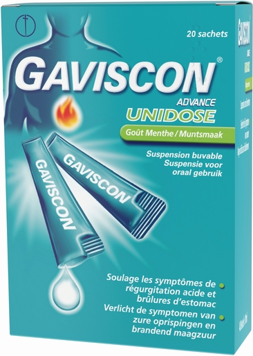 Gaviscon Advance Suspension Orale Menthe 20 Sachets x10ml | Acidité gastrique
