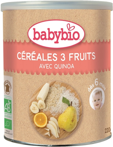 Babybio Cereales 3 Fruits Bio 220g | Farines