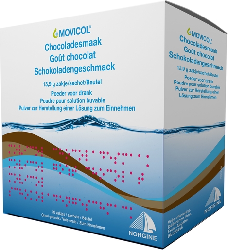 Movicol Chocolat Poudre pour Solution Buvable 20 Sachets | Constipation