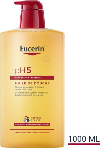 Eucerin pH5 Huile de Douche Peau Sèche et Sensible avec pompe 1000ml | Bain - Douche