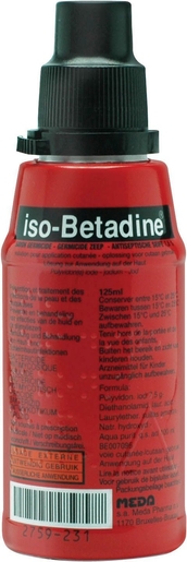 iso-Betadine Savon Germicide 7,5% Solution pour Application Cutanée 125ml | Désinfectants - Anti infectieux