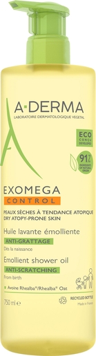 A-Derma Exomega Control Huile Lavante Emollient Anti-Grattage 750ml | Eczema - Psoriasis - Squames
