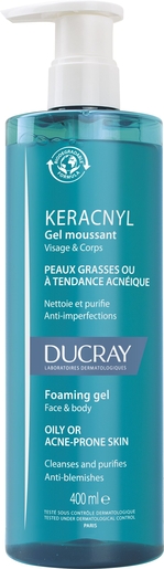 Ducray Keracnyl Gel Moussant 400ml | Démaquillants - Nettoyage