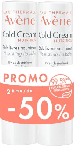 Avène Cold Cream Stick Lèvres Nourrissant Duo 2x4g (2ème produit à - 50%) | Lèvres