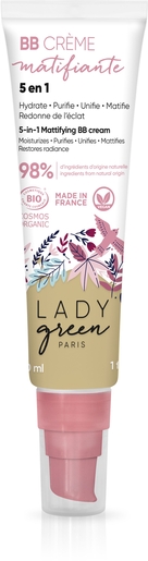 Lady Green BB crème matifiante 5en1 Clair 30ml | Hydratation - Nutrition