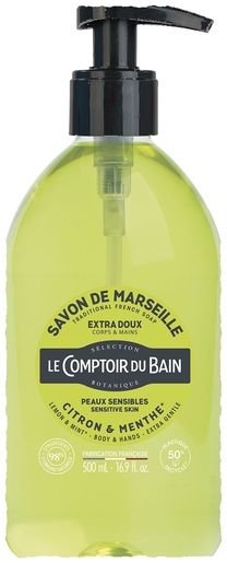 Le Comptoir du Bain Savon Liquide Marseille Citron-Menthe 500ml | Bain - Douche