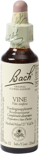 Bach Flower Remedie 32 Vine 20ml | Souci excessif du bien-être d'autrui