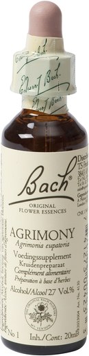 Bach Flower Remedie 01 Agrimony 20ml | Hypersensibilité aux influences des autres