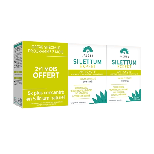 Silettum Cure 3 Mois 3x60 Gélules (2 + 1 gratuit) | Vitamines - Chute de cheveux - Ongles cassants