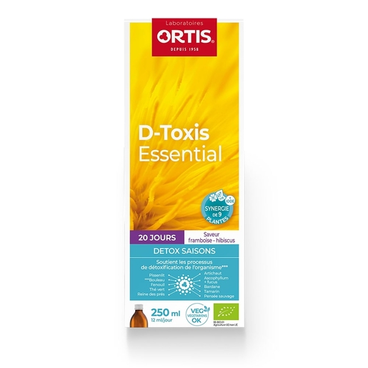 Ortis D-Toxis Essential Framboise Hibiscus Bio 250ml | Flore intestinale