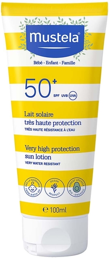 Mustela Lait Solaire Très Haute Protection Ip50+ 100ml | Crèmes solaires bébé et enfant