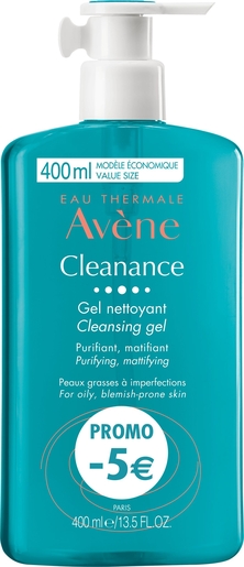 Avene Cleanance Gel Nettoyant 400ml Promo -5euros | Démaquillants - Nettoyage