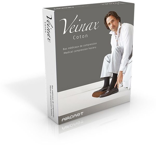 Veinax Coton Chaussettes Longues pour Homme (Couleur Noir - Classe 2 - Taille 4) | Jambe - Genou - Cheville - Pied