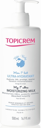 Topicrem Ultra-Hydratant Lait Bébé 500ml | Sécheresse cutanée - Hydratation