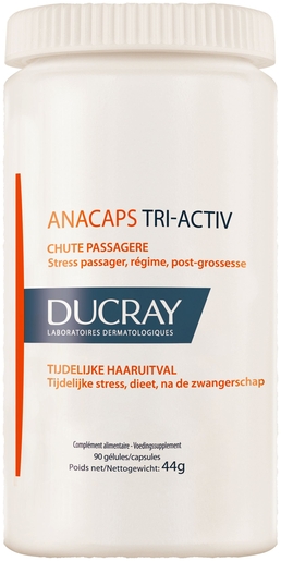 Ducray Anacaps Tri-activ anti-chute passagère 90 Capsules | Vitamines - Chute de cheveux - Ongles cassants