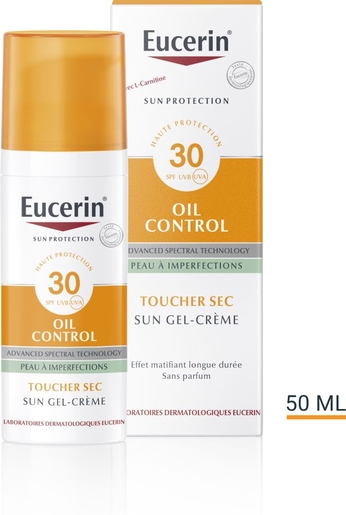 Eucerin Sun Oil Control SPF 30 Toucher Sec Gel-Crème Peau à Imperfections et Grasse avec pompe 50 ml | Crèmes solaires