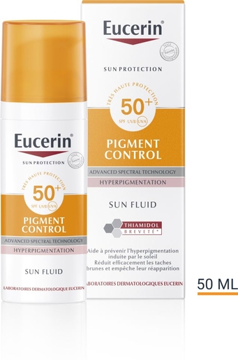 Eucerin Sun Pigment Control SPF 50+ Fluide Hyperpigmentation avec pompe 50ml | Crèmes solaires