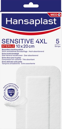 Hansaplast Sensitive Sterile 4XL 10x20cm 5 Pièces | Pansements - Sparadraps - Bandes
