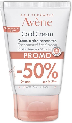 Avène Cold Cream Crème Mains Concentrée Duo 2x50ml (2ème produit à - 50%) | Mains Hydratation et Beauté