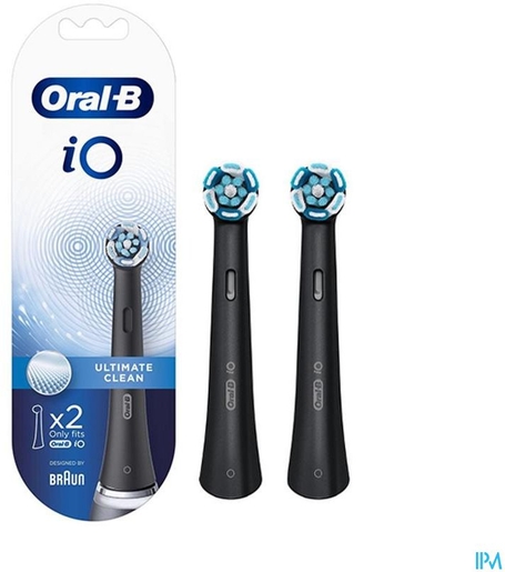 Oral-B iO Ultimate Clean Brossettes Noir 2 Pièces | Brosse à dent