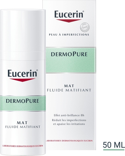 Eucerin DermoPure MAT Fluide Matifiant Acné Peau à Imperfections avec pompe 50ml | Soins spécifiques