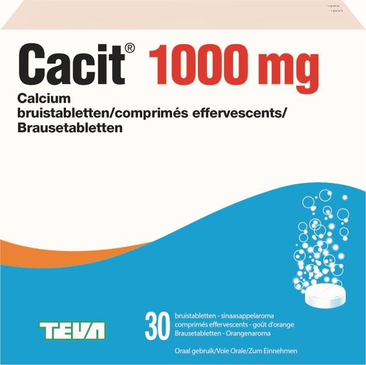 Cacit 1000mg 30 Comprimés Effervescents | Calcium - Vitamines D