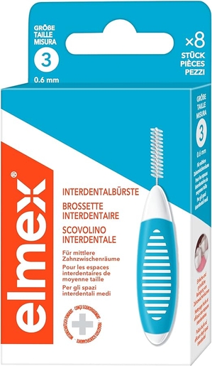 Elmex Interdental Brush Taille 3 8 Pièces | Fil dentaire - Brossette interdentaire