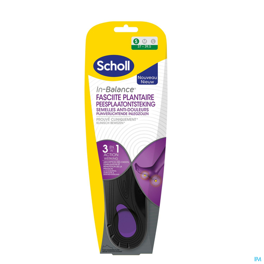 Scholl Semelles In-Balance Anti-Douleur Fasciite Plantaire Small 1 Paire | Jambe - Genou - Cheville - Pied
