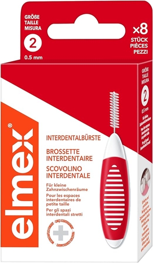 Elmex Interdental Brush Taille 2 8 Pièces | Fil dentaire - Brossette interdentaire