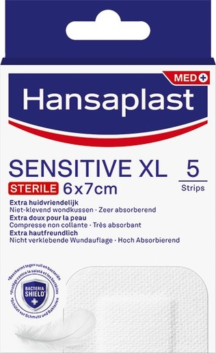Hansaplast Sensitive Stérile XL 6x7cm 5 Pansements | Pansements - Sparadraps - Bandes
