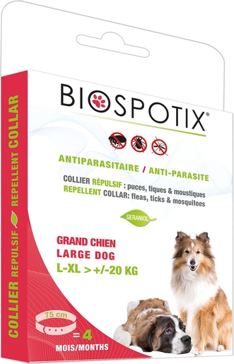 Biospotix Collier Répulsif Anti-Parasite Chien 20kg | Animaux 