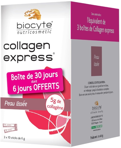 Biocyte Collagen Express Sticks 30x6g (6 jours offerts) | Anti-âge