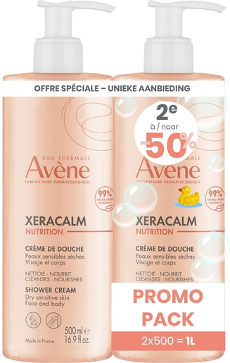 Avène Xeracalm Nutrition Crème de Douche 2x500ml (2ème à -50%) | Hydratation - Nutrition