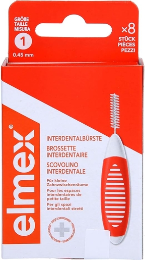 Elmex Interdental Brush Taille 1 8 Pièces | Fil dentaire - Brossette interdentaire