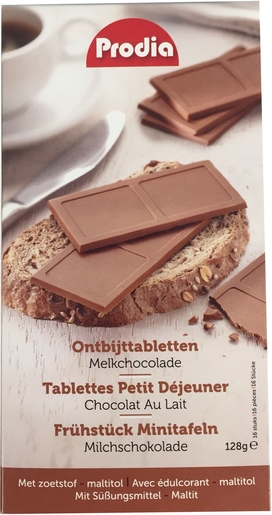 Prodia Tablettes Petit Déjeuner Chocolat Lait 16x8g | Pour diabétiques