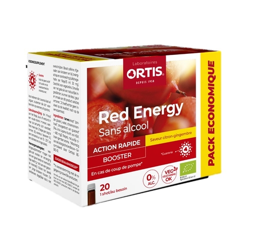 Ortis Red Energy Bio Citron Gingembres Sans Alcool 20x15ml | Fatigue - Convalescence
