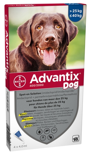 Advantix 400/2000 Chiens 25&lt;40kg Fl 4x4,0ml | Médicaments pour chien
