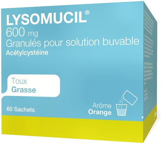 Lysomucil 600mg 60 Sachets de Granulés | Toux grasse
