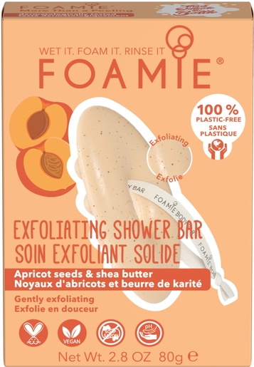 Foamie Exfoliating Shower Body Bar Solide Abricots 80g | Exfoliant - Gommage - Peeling